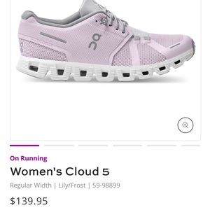 ON women’s Cloud 5 size 9.5 Women’s